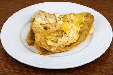 Lavash bread roasted with egg
