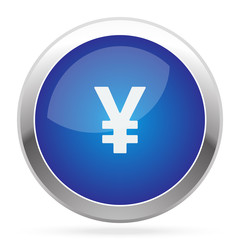 White Yen icon on blue web app button