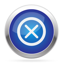 Obraz premium White Cancel icon on blue web app button
