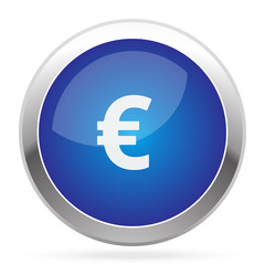 White Euro icon on blue web app button