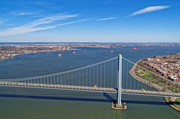 Aerial  view of Manhattan Bridge structure