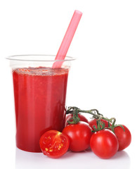 Fresh vegetable juice isolated on white