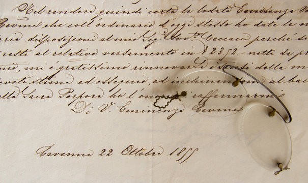 Antichi occhiali e lettera