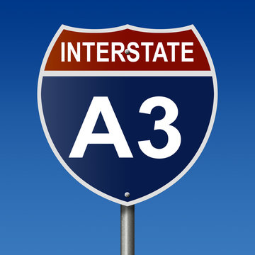 Sign for Alaska Interstate 3, part of the National Highway System, which travels from Anchorage to Soldotna