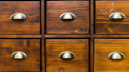 Close-up of a really old apothecary cabinet