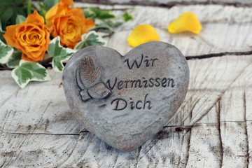 Herz mit Trauerspruch