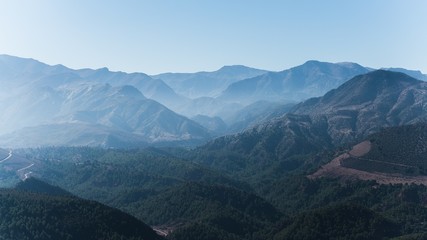 mist in the high atlas mountains of morocco