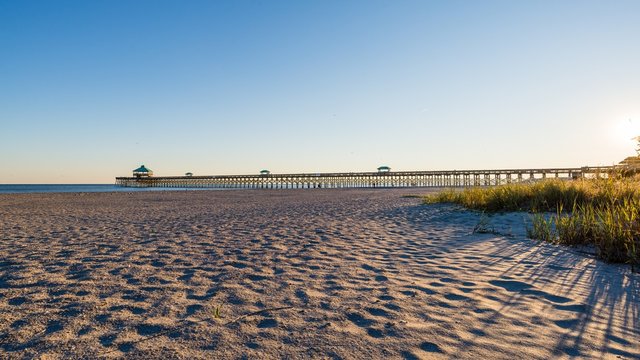 Long Pier At Folly Beach, Charleston, South Carolina, Usa