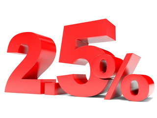 Red twopoint five percent off. Discount 2.5 percent.