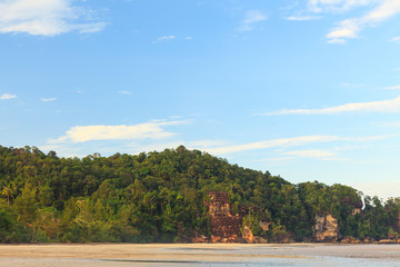 Tropical beach at low tide sunrise