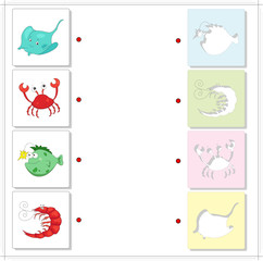 Electric stingray, crab, shrimp and fish angler. Educational gam