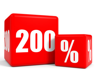 Red sale cubes. Two hundred percent discount.