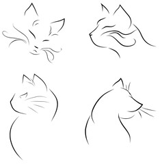 sketch cats, lines, vector