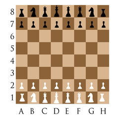 Chess pieces on the wooden desk