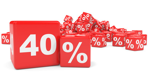 Red sale cubes. Forty percent discount.
