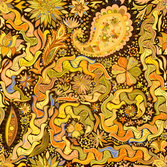 Vintage floral motif ethnic seamless background.