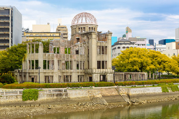 View on the atomic bomb dome in Hiroshima Japan