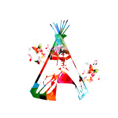 Colorful indian tapee with butterflies