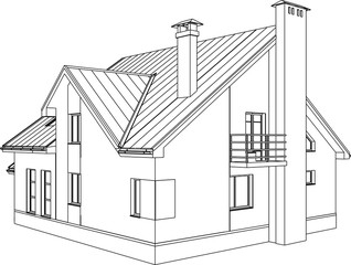 Fototapeta premium The contours of the house. The 3d drawings.