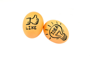 Like and Creative idea concept design eggs ioslated on white bac