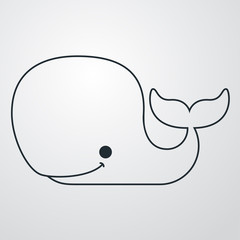 Icono plano ballena sobre fondo degradado