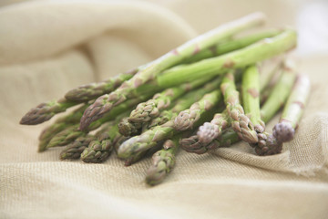 Freshly picked asparagus spears.