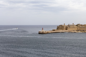 Fort Saint Elmo with lighthouse in Malta capital - Valletta