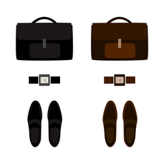 Set of trendy men's accessories. Men's wardrobe. Vector illustration
