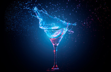 cocktail with lemon in glass