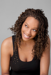 Smililng Young Woman in Black Tank Top