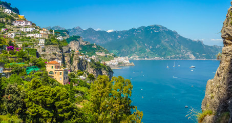 Scenic Amalfi Coast postcard view, Campania, Italy