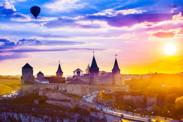 Castle in Kamianets-Podilskyi and  air balloon