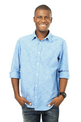 Fototapeta premium Handsome African American man isolated on white