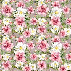 Watercolor flowers. Seamless floral pattern. 