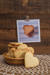 Heart shaped cookies for valentine's and some hanging photos