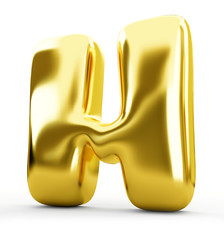 3d blue metal letter H isolated white background