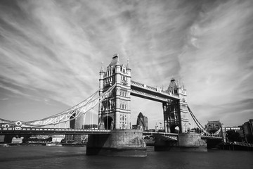 Fototapeta na wymiar monochrome view of Tower Bridge in London