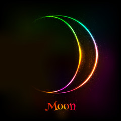 Shining neon light moon astrological symbol