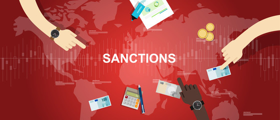 sanctions economy financial dispute illustration background graphic map world - obrazy, fototapety, plakaty
