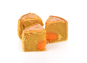 Mooncake with one cut up to show egg yolk for the chinese Mid-Au
