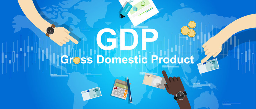 Gdp Gross Domestic Product Illustration Financial Economy Graphic Background World Map