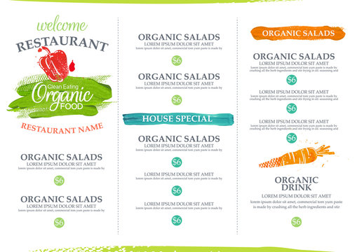 Organic restaurant menu design.