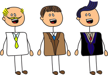 Hand drawn vector doodle businessman set isolated on white background.