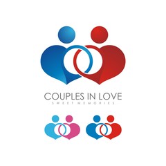 Couples in Love Desain Logo - Illustration