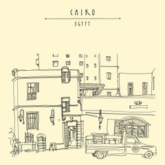 Cairo Egypt hand drawn postcard