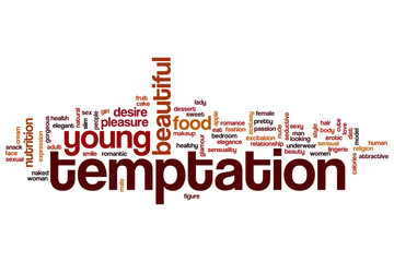 Temptation word cloud concept
