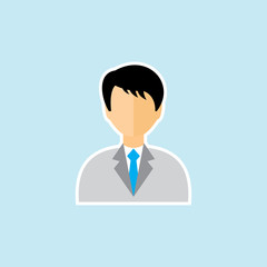 Flat vector icon of User. Man in business suit.