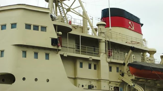 Lifeboat on a soviet ship in Russia