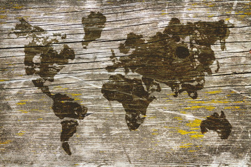 Image of a world map on the blackboard