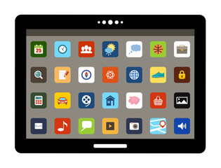Tablet with colorful application icons